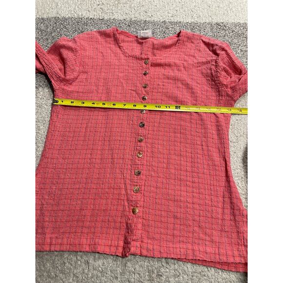 Habitat Cardigan Womens XS Peach Textured Abalone Shell Buttons 2307 Made in USA - Picture 5 of 8